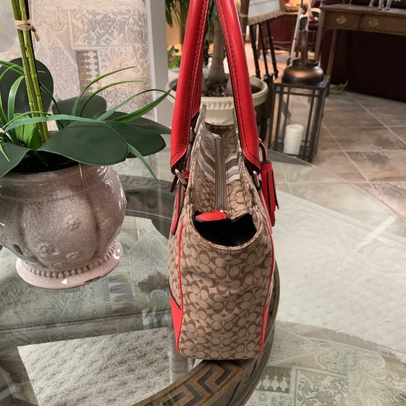 COACH SIGNATURE CANDACE STRIPE SATCHEL BAG!🧡🤎 - Picture 4 of 11